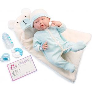Blue Soft Body Le Newborn dans Bear Bunting et accessoires. Corps souple nouveau-né. Costume bleu avec couverture. - Berenguer - 18790